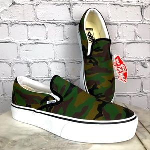 Vans Slip-On Platform Camouflage Shoes Adult Unisex